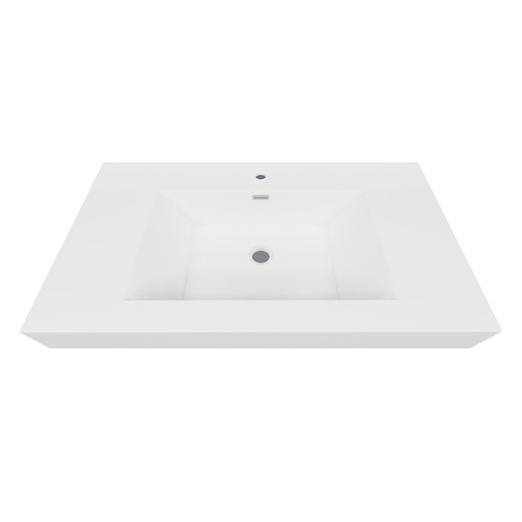 MEBO 36'' White Reinforced Acrylic Rectangular Bathroom Sink with Overflow