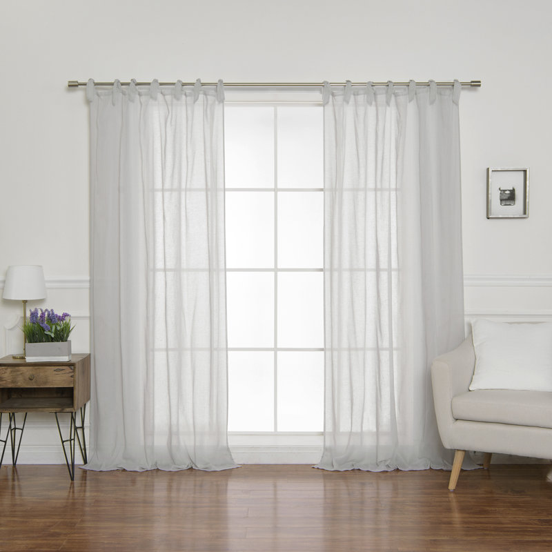 Elyse Sheer Curtain Panel Pair, Light Gray, 52" W x 84" L