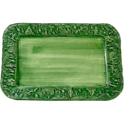 Plateau rectangulaire vert Fiabe di Natale