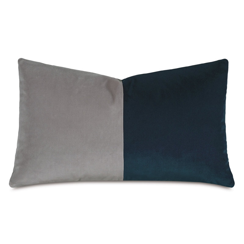 Studio 773 Lifestyle Velvet Lumbar Pillow Cover & Insert, Peacock/Gray