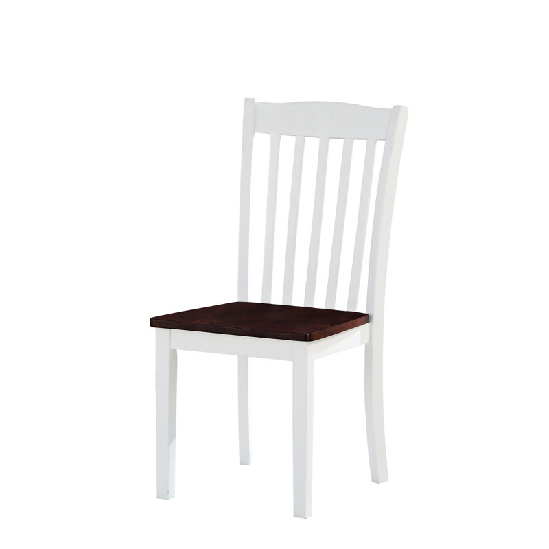 2 chaises d'appoint de salle à manger blanches et noyer - Conception élégante avec des sièges confortables et un attrait rustique charmant (2 chaises)