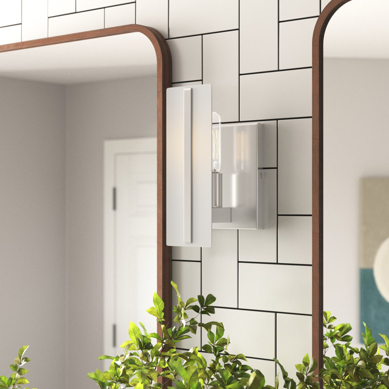 Applique murale de salle de bain 1 lumière Ambir, Nickel brossé