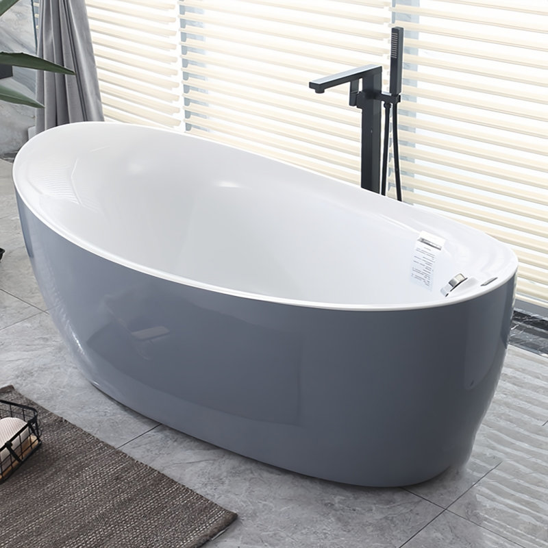66.93'' W 26.77'' H Tub & Shower Kit, White/Gray