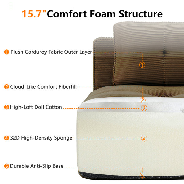 Latitude Run® Modern Modular Sectional Sofa With 4-Seater,V Shaped ...