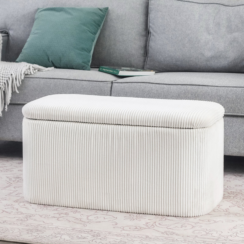 Repose-pieds rectangulaire en velours avec repose-pieds, Blanc
