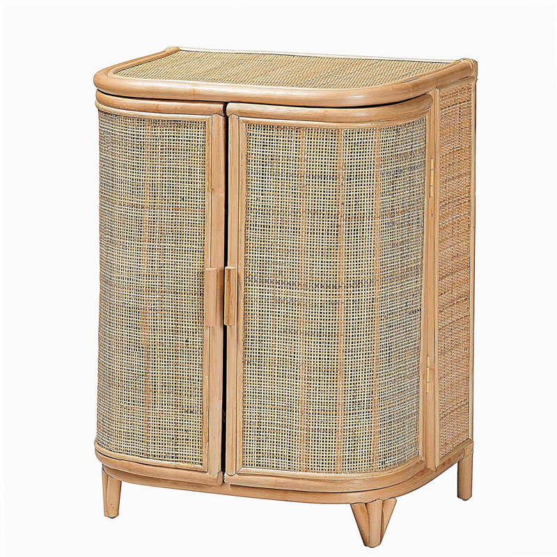 Armoire de rangement bohémienne en rotin naturel