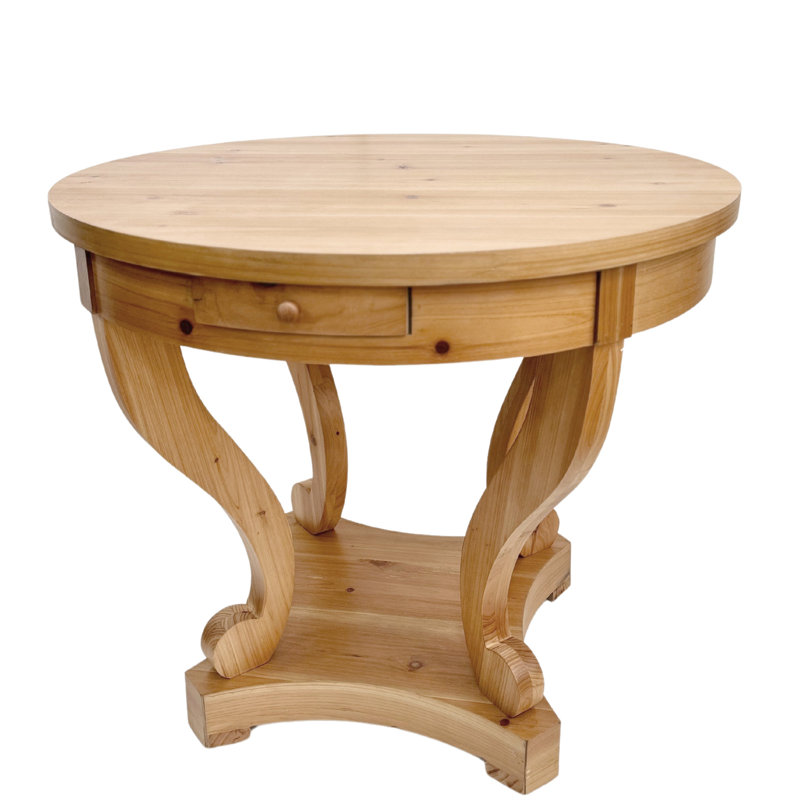 Table de cuisine avec pieds incurvés et tiroirs latéraux, tiroirs de salon en bois naturel pour une sensation confortable,