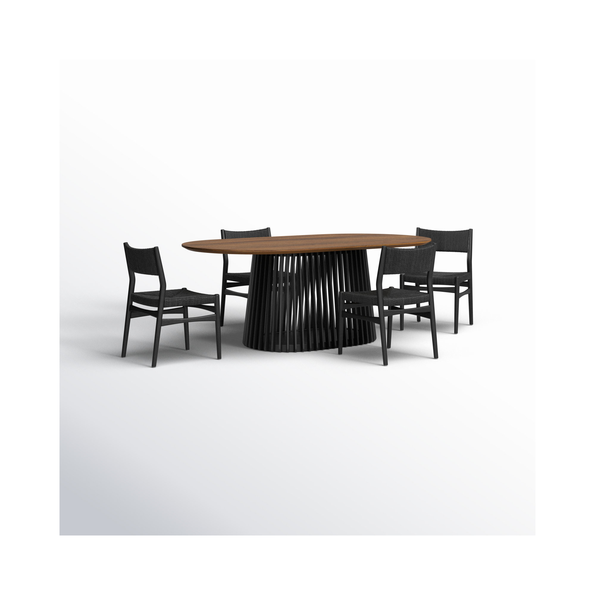 Brysa 5 - Piece Extendable Dining Set, Black, Black, Walnut