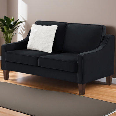 Causeuse moderne pour le salon, petit canapé rembourré en velours avec pieds en bois pour la chambre à coucher du salon