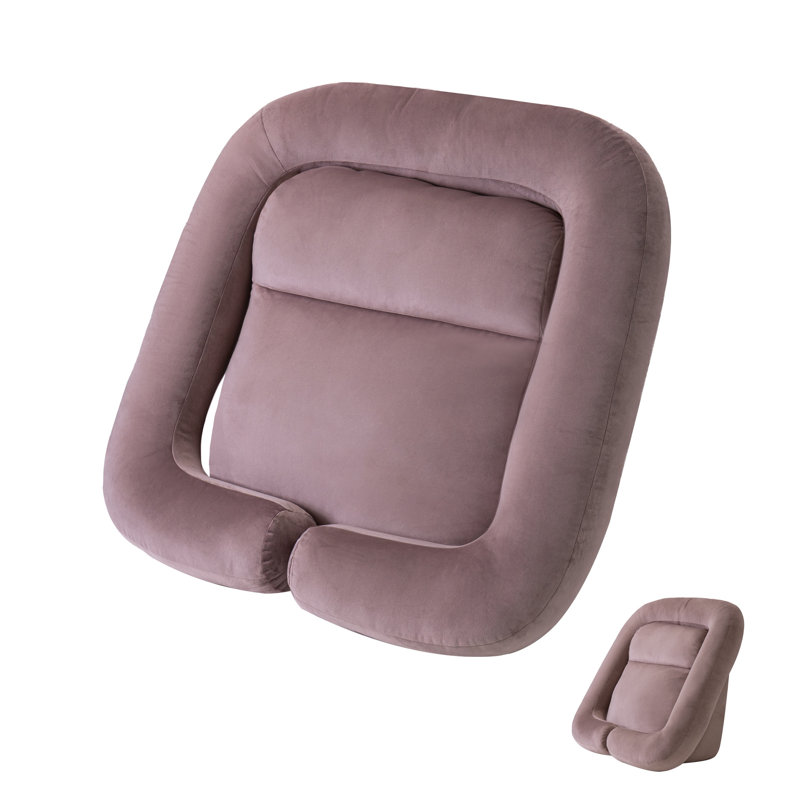 Ergonomic Arm Support Reading Pillow Bed Support Cushion Velvet Pillow Multiple Colors Available Compression, Pink