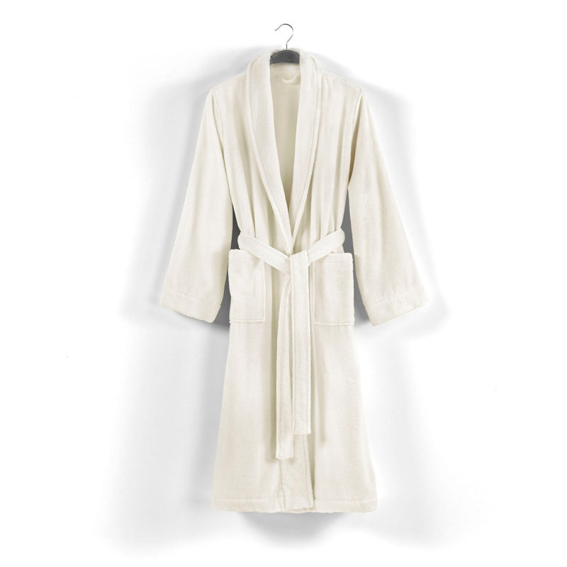 Peignoir 100% coton mi-mollet unisexe avec poches, S