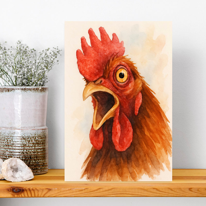Drôle de coq criant, audacieux, oiseau moderne, animal, nature, art mural, H 18 po x l 12 po