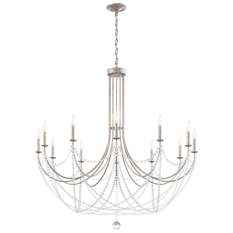 Verdana 12 - Light Chandelier, Antique Silver