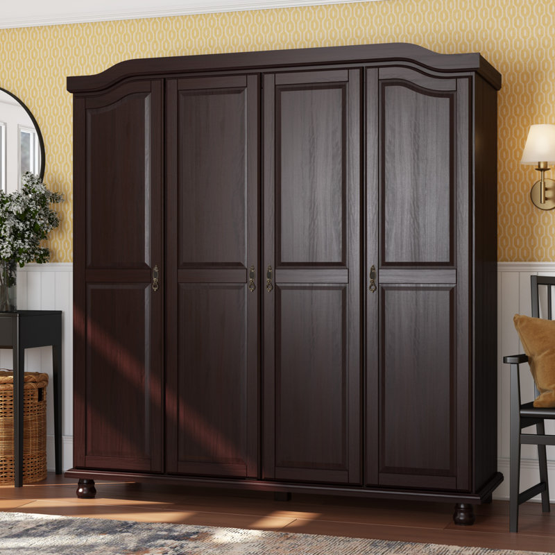 Armoire penderie 100% bois massif 4 portes Kyle, Java