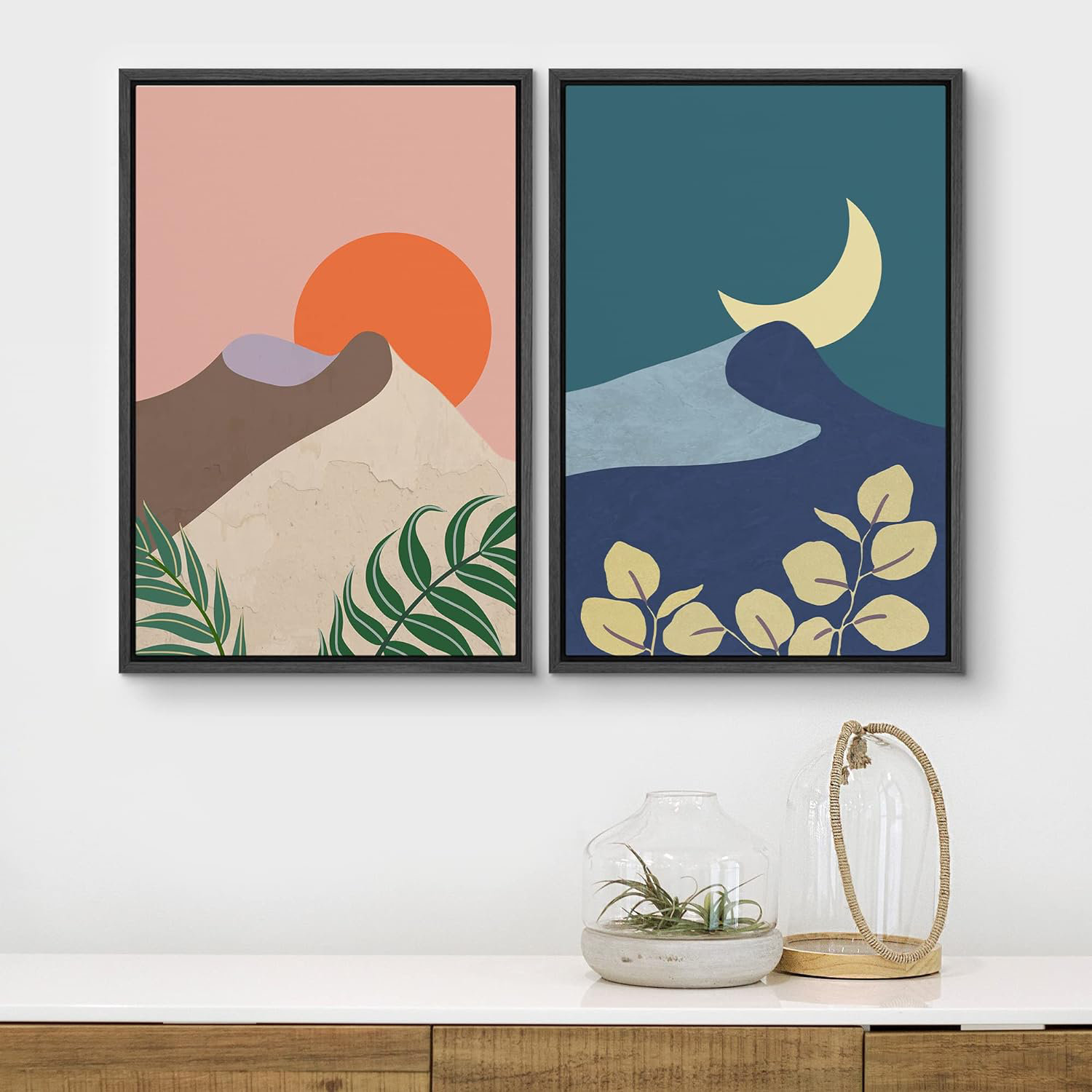 Idea4wall Sun And Moon Desert Dune Sun & Crescent Moon Nature Shapes 