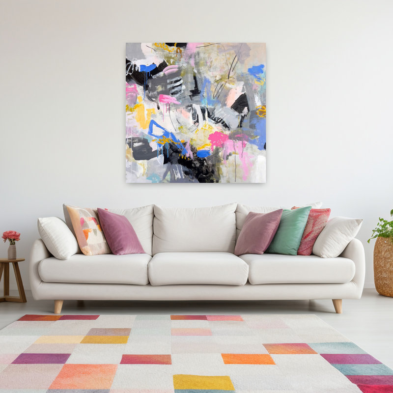 Cotton Candy Mountain, art contemporain abstrait, H 48 po x l 48 po