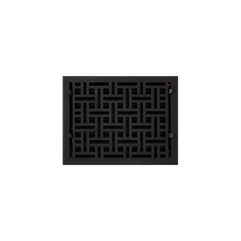 Black Cast Iron Floor Register with Wicker Pattern