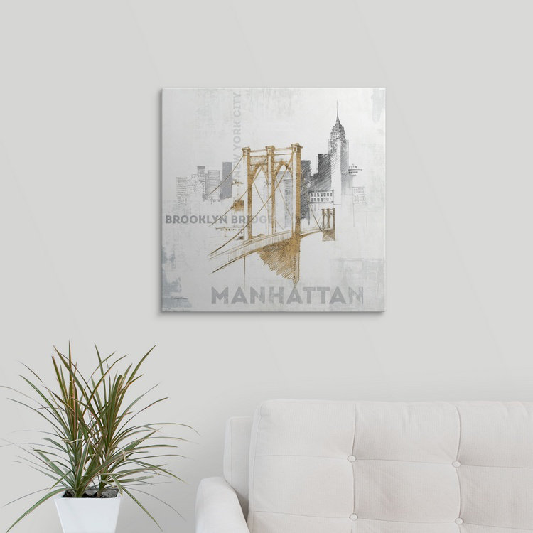 «Brooklyn Bridge», impression de Kiralynn, H 35 po x l 35 po x P 1,5 po, Toile