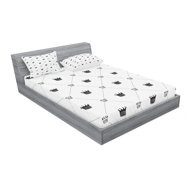 Microfiber Geometric Sheet Set, Queen Sheet Set with Fitted Sheet