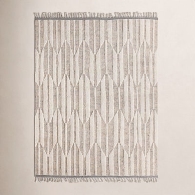 Wesler Beige Ivory Hand-Knotted Wool Rug