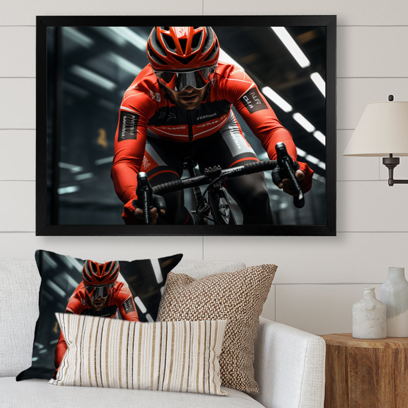 Bicycle Pedal Power III - Transportation Wall Art Living Room, H 24 po x l 32 po x P 1 po, Cadre simple noir