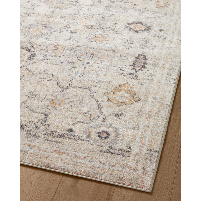 Monroe Oriental Machine Woven Polyester Area Rug in Gray/Ivory, Rectangle 7'10" x 10'