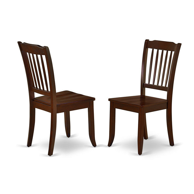 Danbury Dining Room Chairs - Slat Back Solid Wood Seat Chairs, Mahogany, Mahogany, 1