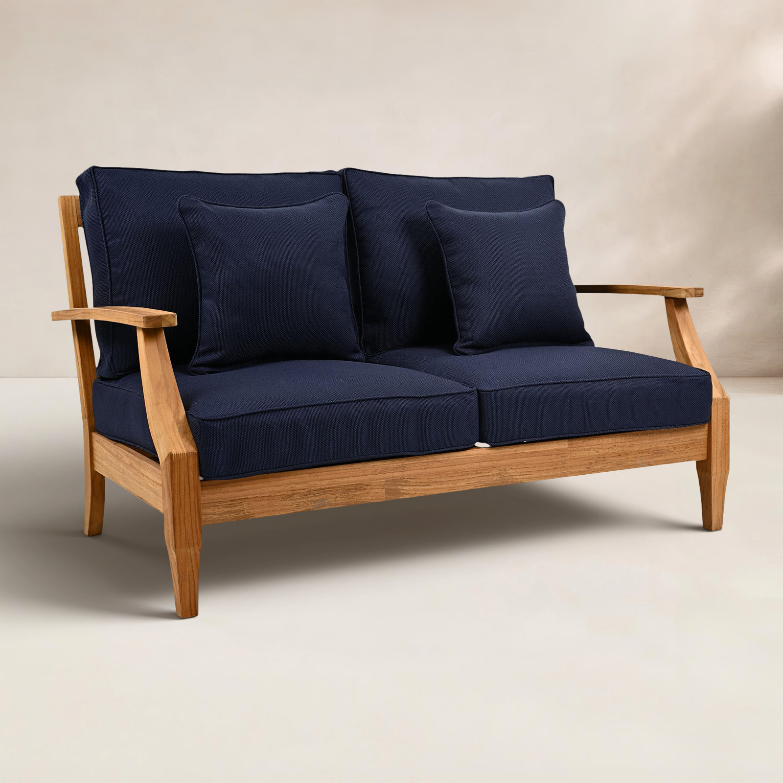 Clairmont 56" Teak Patio Loveseat, Navy