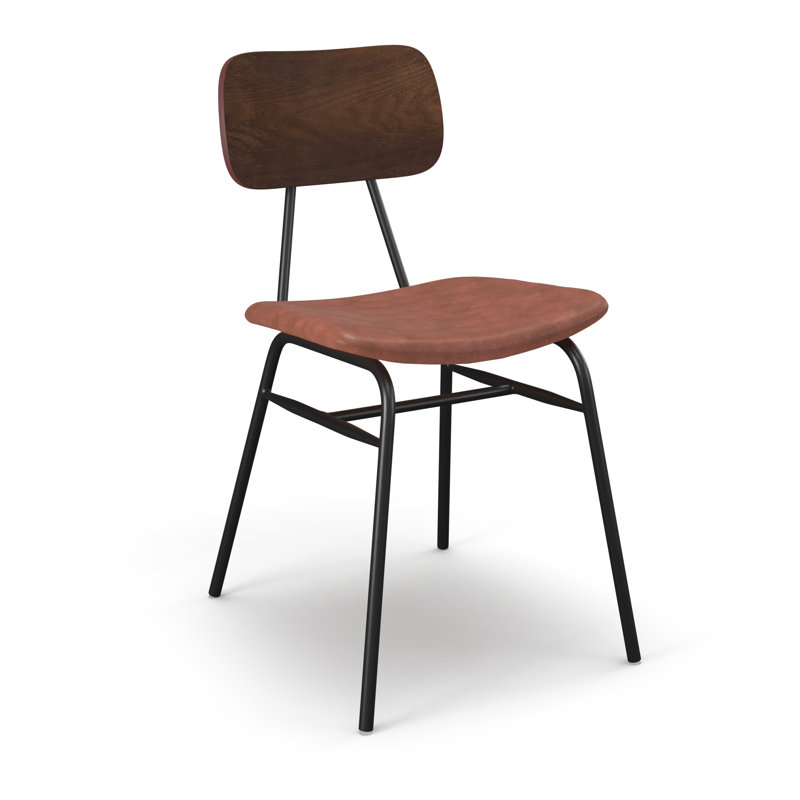 Budd 17.5'' H Faux Leather Upholstered Metal Side Chair, Walnut Tan
