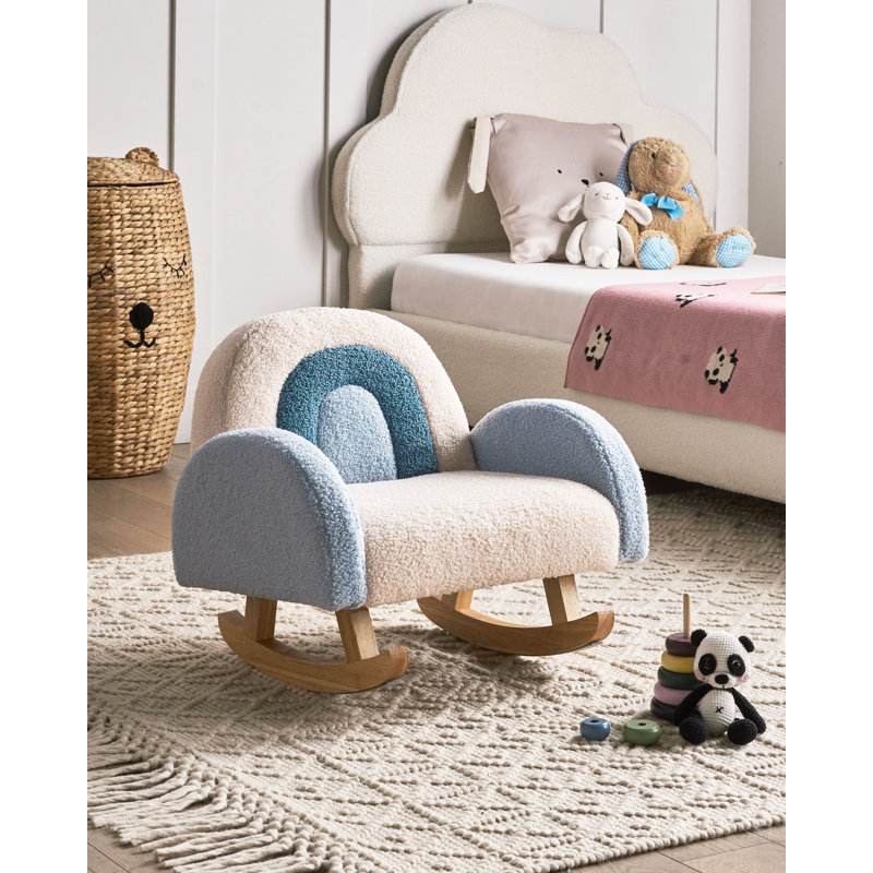 Kids Rocking Chair Rainbow OMBO Boucle, Blue