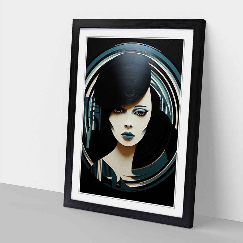 Vinyl Record Art Deco - Framed Print, Black, 64cm H x 46cm W x 2cm D