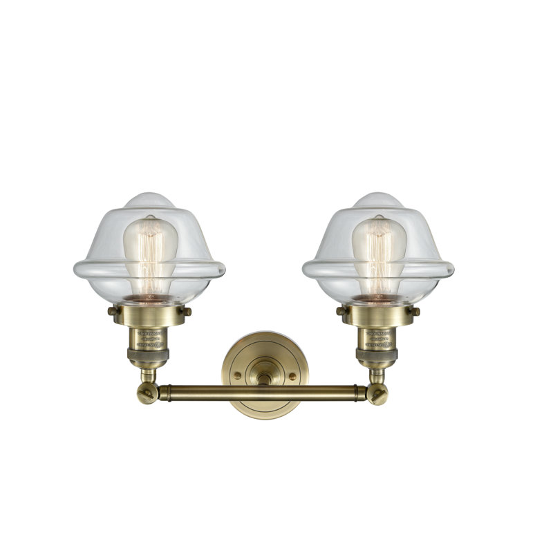 Gebhart 2 - Light Dimmable Vanity Light, Antique Brass, 6 Watt Vinage LED Bulb, Clear