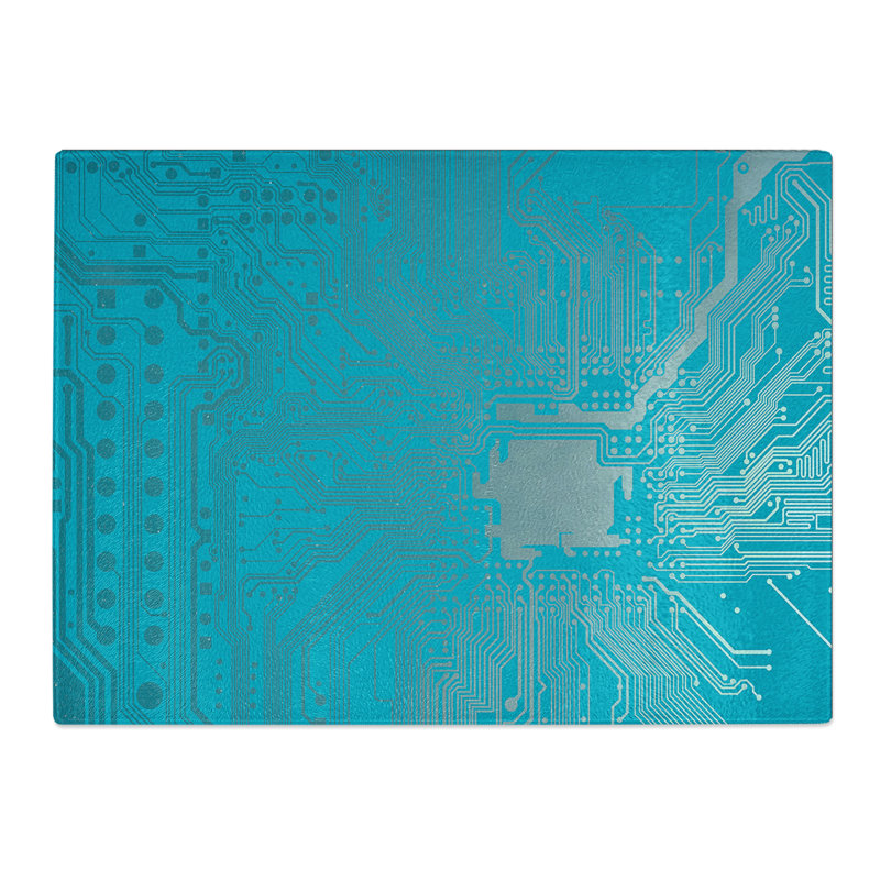 Blue Twilight Circuits  Glass Chopping Board