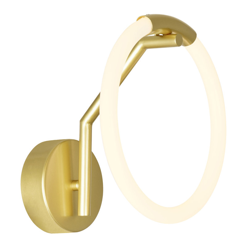 10'' Modern LED Wall Sconce in Satin Gold – Geometric Ring Light for Hallway, Entryway, Bathroom – Integrated LED, No Bulb Required – Sleek Minimalist Design