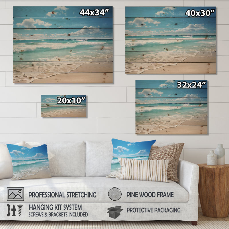 Indre Scenic Landscape Coastal Serenity VII sur impression sur bois, H 24 po x l 32 po x P 0,78 po
