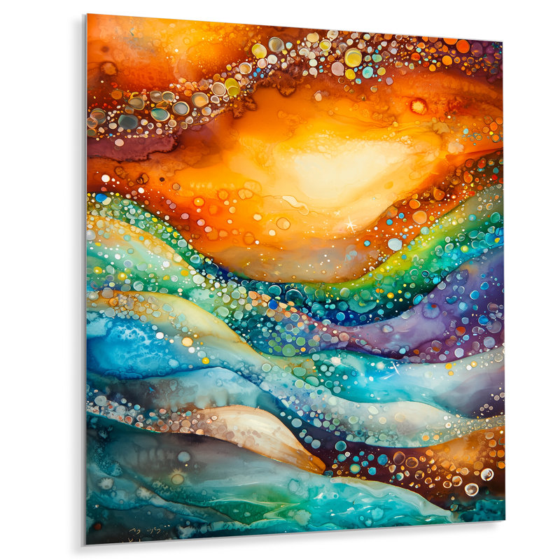 Celestial Abstract Desert Landscape IV - Art mural en métal, paysages abstraits, impression sur métal
