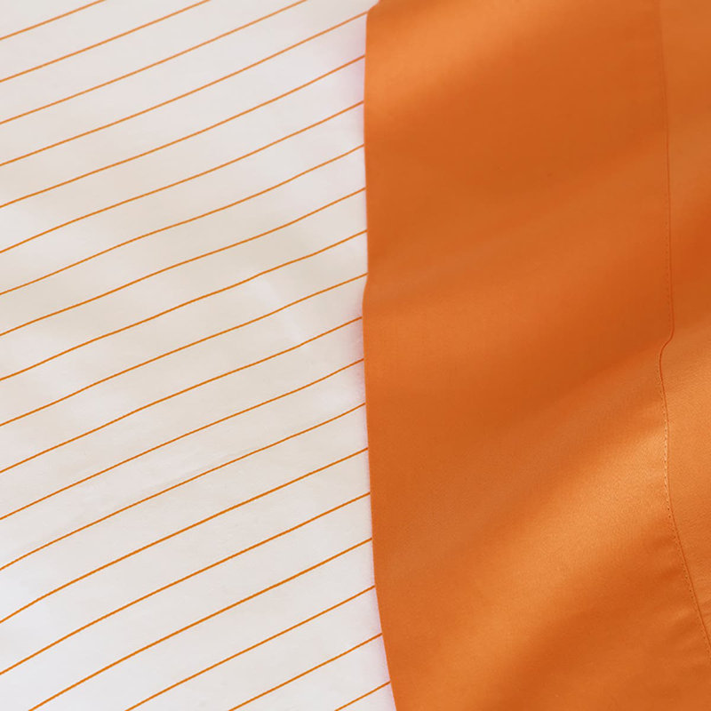 Ensemble de draps 100% satin de coton 500 fils Vendée, Très grand, Mandarine