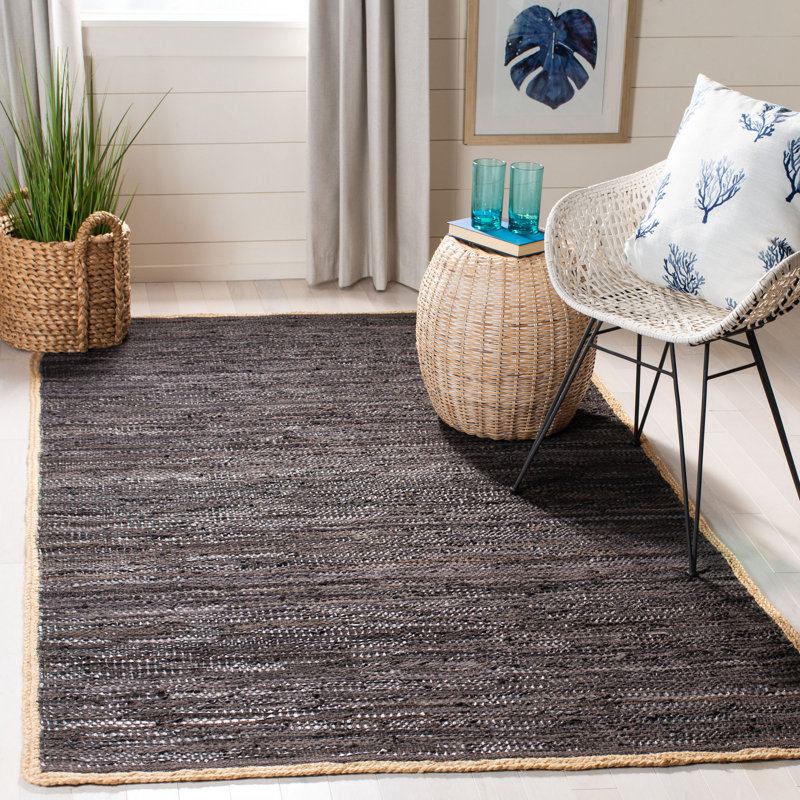 Tapis chocolat / naturel en coton tissé à la main Zeitler, Rectangle 8 pi x 10 pi