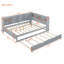 Lit de jour pleine grandeur en bois avec lit gigogne, tablette de rangement et ports USB, canapé-lit en pin massif pour la chambre à coucher, gris-118755146-118755145