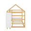 Lit simple en bois avec clôture et toit, lit pour enfants avec deux armoires mobiles-1284468847