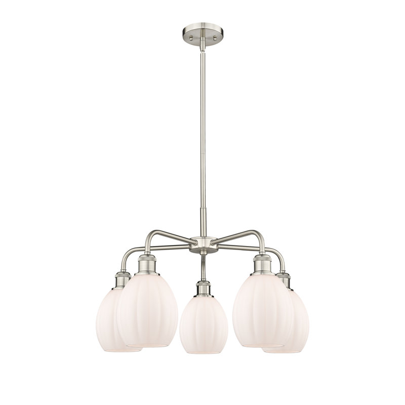 Lustre sphérique à 5 lumières Lelystad, Blanc mat, Nickel satiné