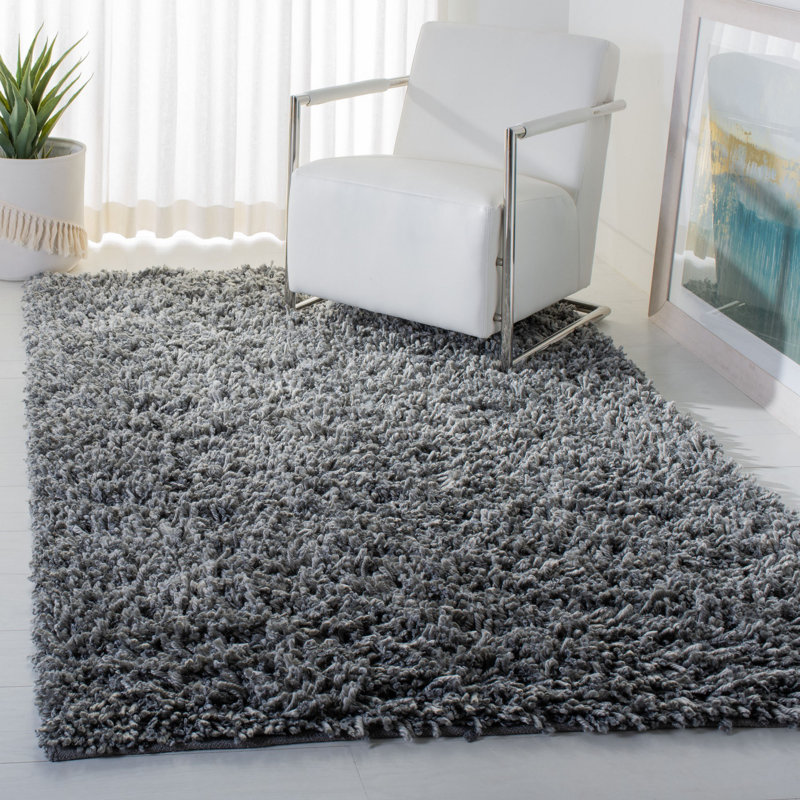 Hucksley Sheep Shag Hand Woven Performance Solid Color Rug, Rectangle 4' x 6'