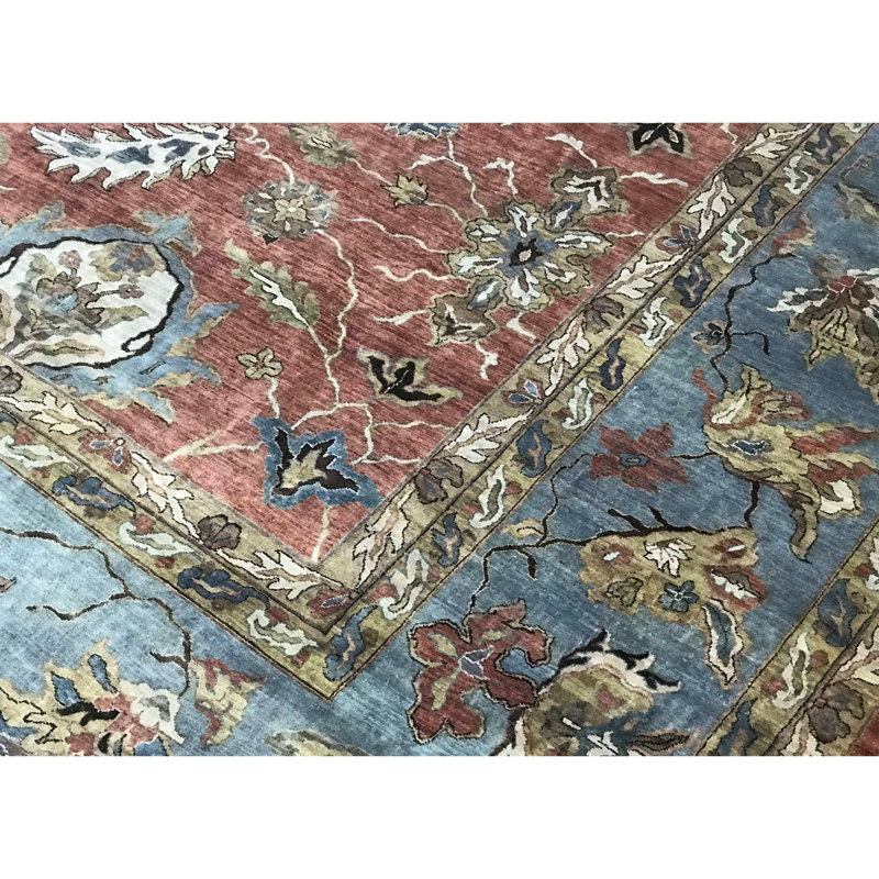 Tapis rouille et ivoire de haute qualité noué à la main