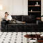 71 po, tissu en velours côtelé noir 71 po, coton de la peau, coussin en mousse haute densité, 2 sièges, style moderne, conversation dans la salle de conférence, siège en tissu ergonomique confortable, chambre et appartement, doux, éponge,