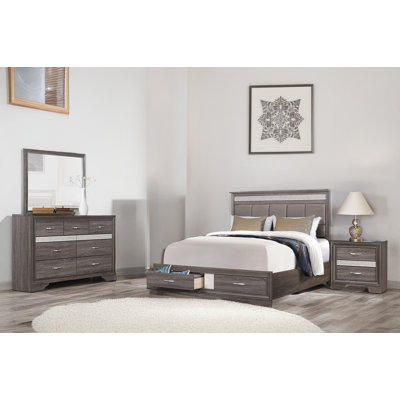 Erika Gray Faux Leather Upholstered Storage Platform Bed