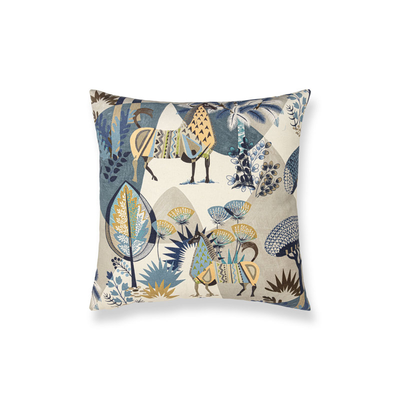 VILLELAURE PILLOW, Square - 24"H x 24"W, Bluestone Wheat Llamas