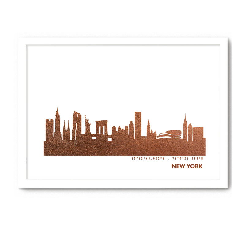 New York New York Skyline 1 Piece Single Picture Frame Wall Art, 33cm H x 43cm W x 4cm D