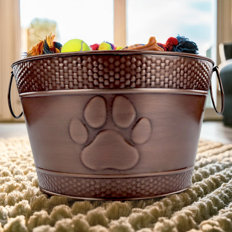 Dog Toy Bin Round - Copper Finish (15qt)
