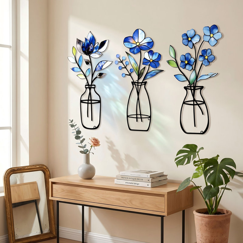 Ensemble de 3 vases en métal