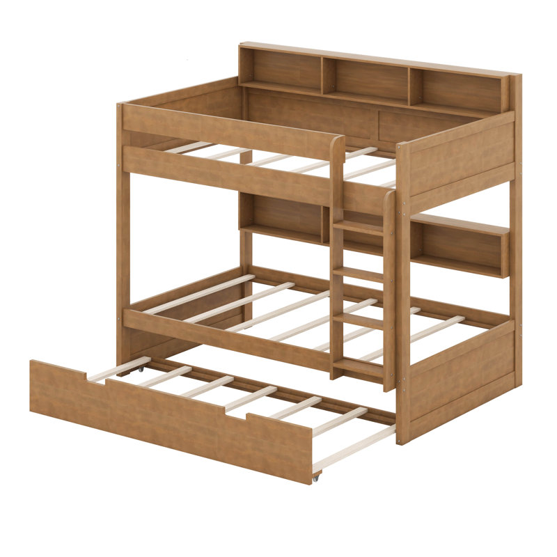 Lit superposé avec lit gigogne, Bois antique, Simple sur simple